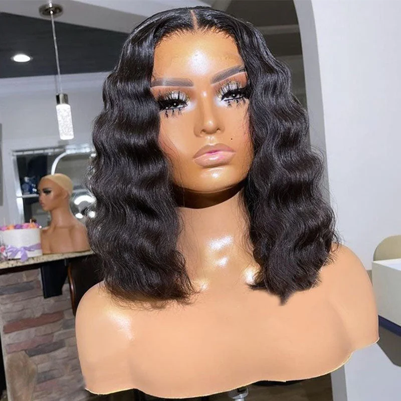 DW | Glueless 13x4 Big Lace Frontal Deep Wave Bob Wig Real Human Hair HD Lace 100% Human Hair