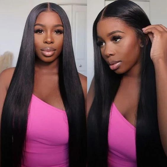 OQHAIR Straight Pre-Bleached Knots Wear Go Glueless Wigs Pre Cut Lace 4x6 HD Lace Closure Wigs