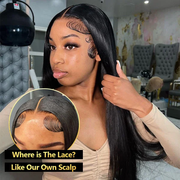 OQHAIR Straight Pre-Bleached Knots Wear Go Glueless Wigs Pre Cut Lace 4x6 HD Lace Closure Wigs