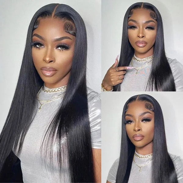 OQHAIR Straight Pre-Bleached Knots Wear Go Glueless Wigs Pre Cut Lace 4x6 HD Lace Closure Wigs