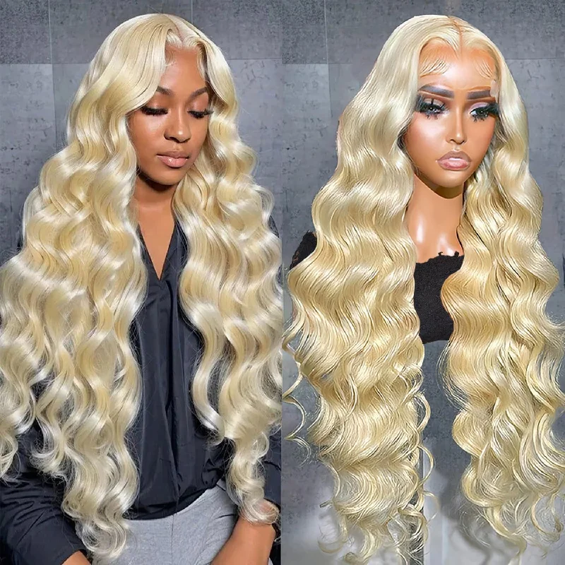 613 Blonde Lace Front Wig Human Hair 4x4 Body Wave Lace Front Wigs Human Hair Pre Plucked with Baby Hair 150% Density 26 inch