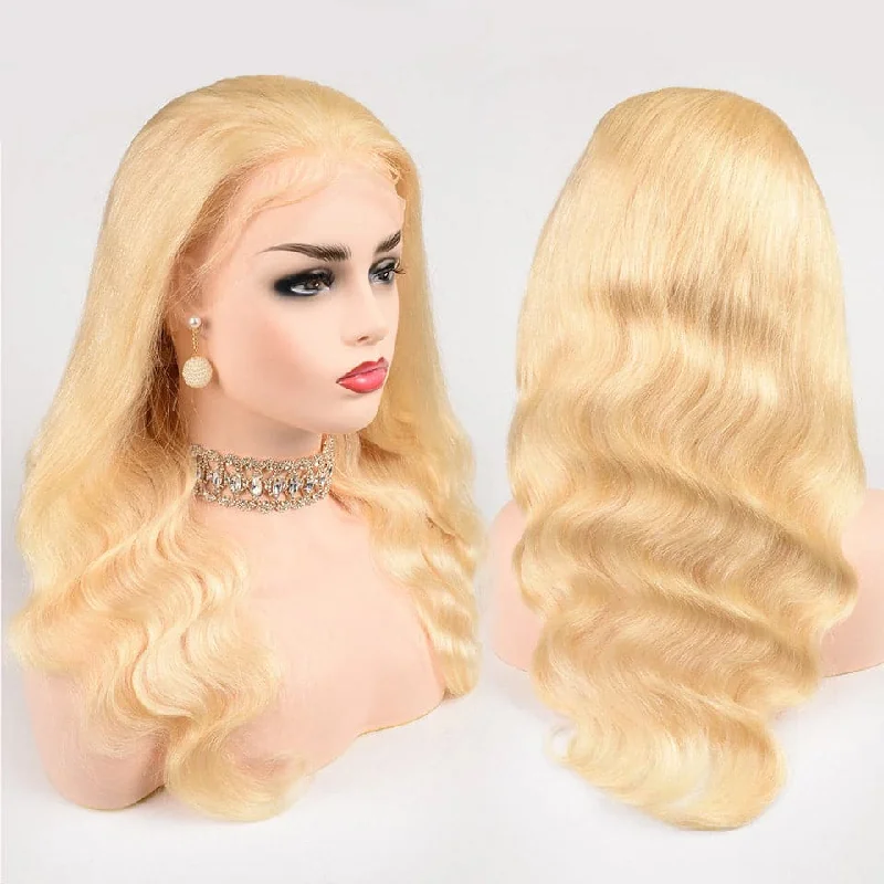 613 Blonde Lace Front Wig Human Hair 4x4 Body Wave Lace Front Wigs Human Hair Pre Plucked with Baby Hair 150% Density 26 inch