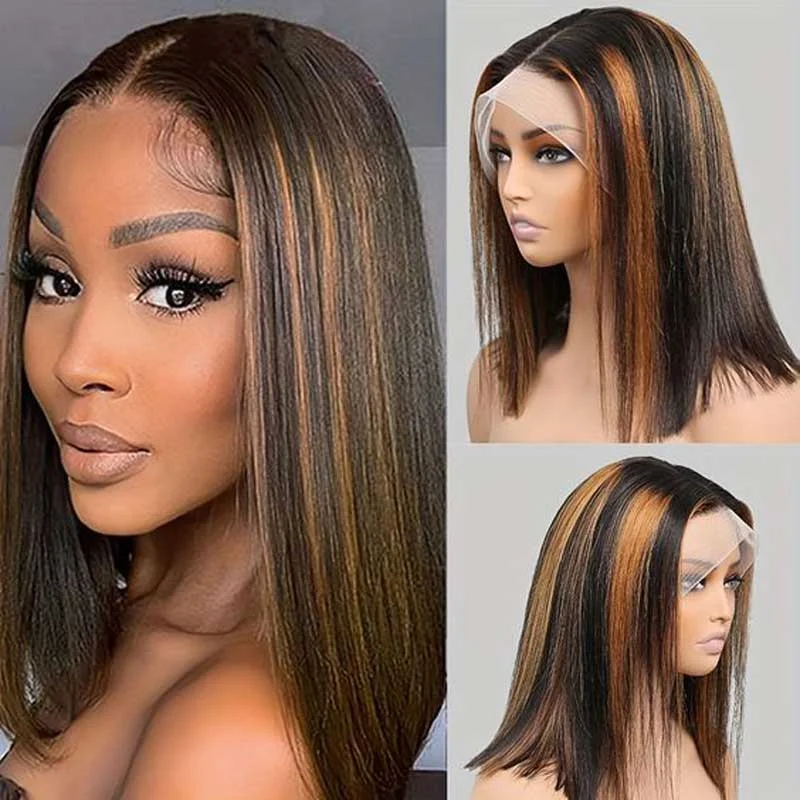 Alibonnie 1B/30 Piano Color Highlight Bob Wig 4x4/13x4 Lace Straight Bob Wigs Daily Party Use