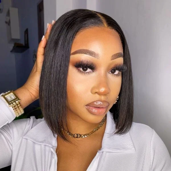 Alibonnie 6x4 Wear And Go Glueless Bob Wigs 180% Density Straight Human Hair With Pre Cut Lace