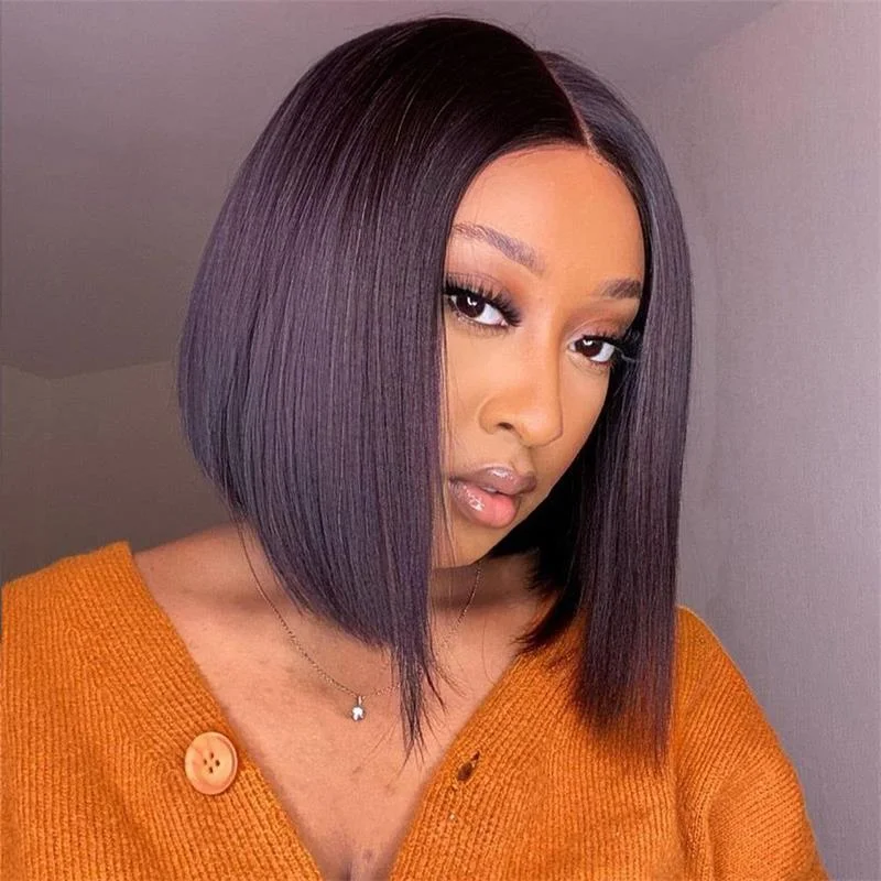 Alibonnie 6x4 Wear And Go Glueless Bob Wigs 180% Density Straight Human Hair With Pre Cut Lace