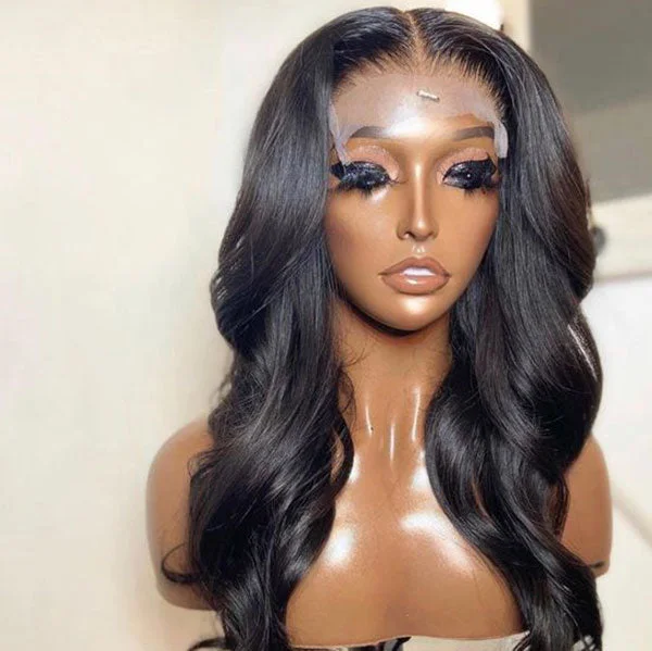 Body Wave 4x4 Lace Closure Wigs Peruvian Hair Natural Hairline