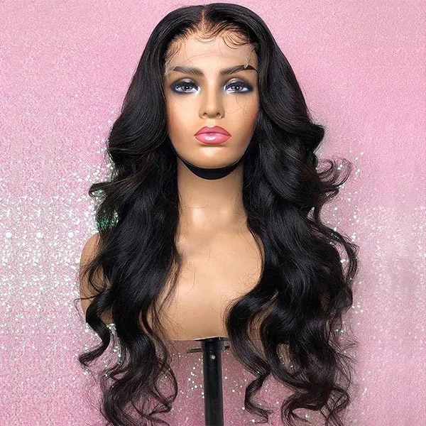 Body Wave 4x4 Lace Closure Wigs Peruvian Hair Natural Hairline