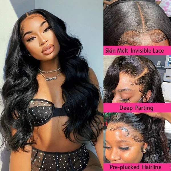 Body Wave Lace Front Wig 13x4 Pre Cut Glueless Frontal Wigs  Wear & Go Human Hair Wigs Beginner Friendly