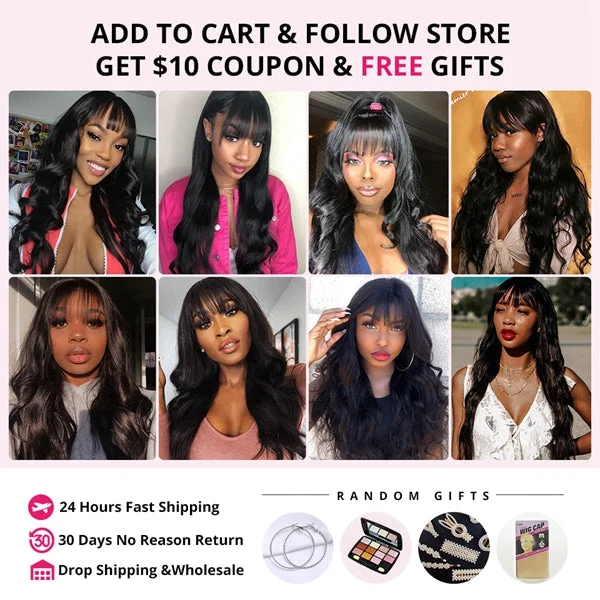 Body Wave Wig With Bangs 99J Colored Wigs With Bangs Machine Made Ginger Brazilian Hair Human Hair Wigs