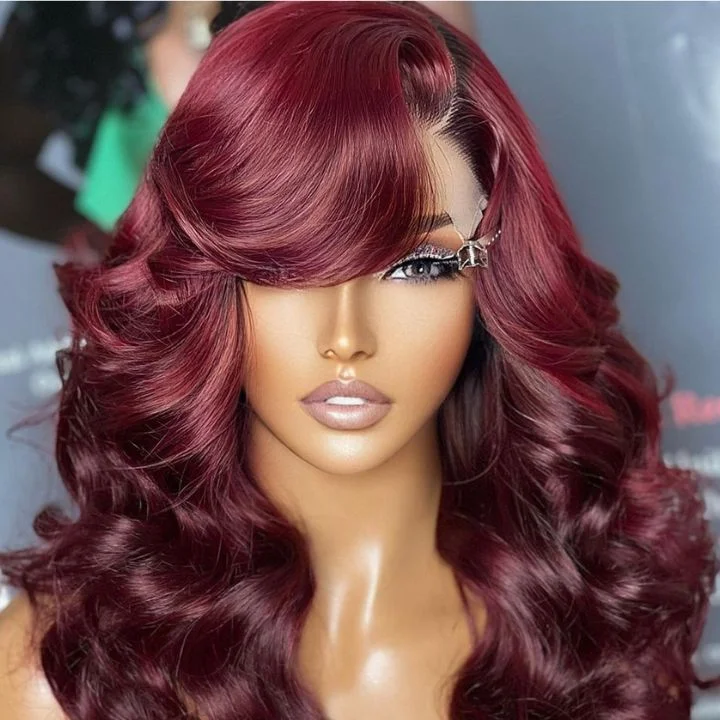 Burgundy Wigs Body Wave 13x4 Lace Front Wigs 99J Colored Wigs 4x4 HD lace closure Wigs-Amanda Hair