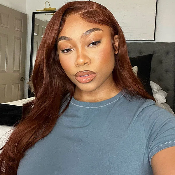 Benjamin & Akinyi Caroline A. HYPNOTICLAADYY Recommend Junoda Auburn Color Body Wave Lace Front Wig Red Brown Medium Length Hairstyles Trends