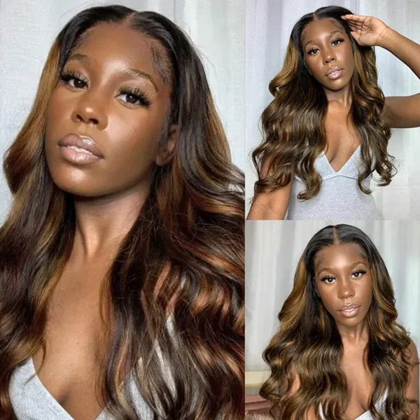 Lolly Flash Sale 26inch 30inch #613 / #33/ #4 / Red Highlight Bone Straight / Body Wave 13x4 Transparent Lace Front Wigs