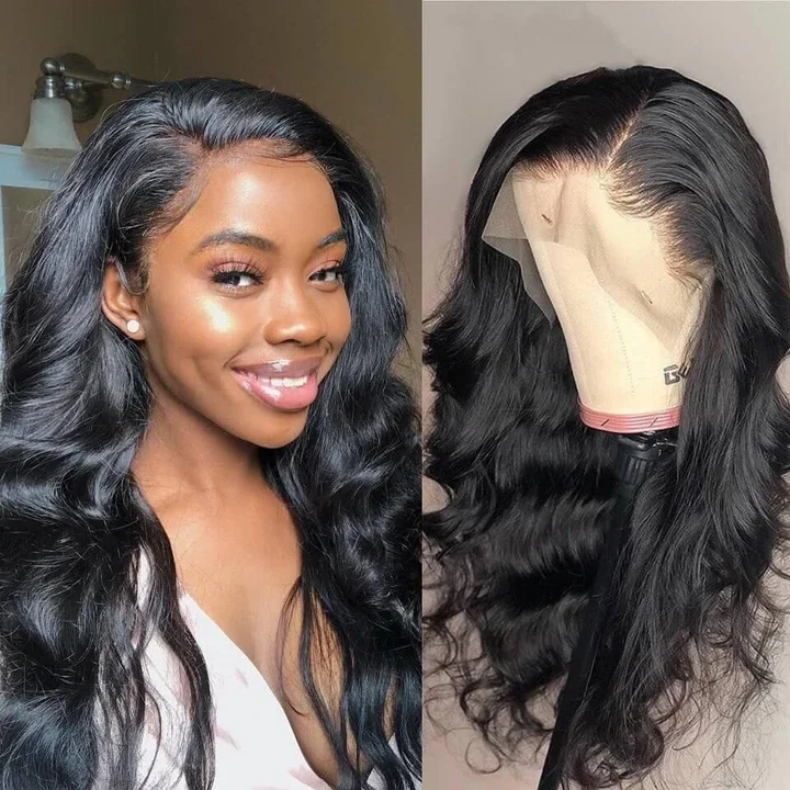 Body Wave Lace Frontal / Lace Closure 150% Density luxury Human Hair Wig With Baby Hair