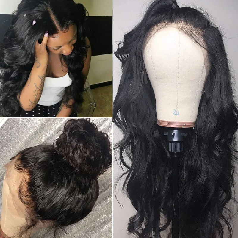 Body Wave Lace Frontal / Lace Closure 150% Density luxury Human Hair Wig With Baby Hair