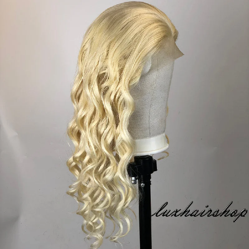 Peruvian Hair Lace Front Wig Light Blond Color Body Wavy