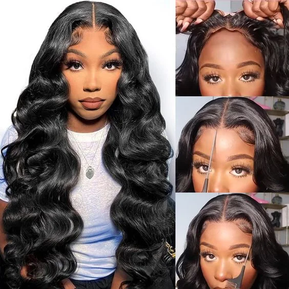 Easy-Wear Body Wave Glueless 13x4 Lace Wig Breathable Cap & Bleached Knots Human Hair