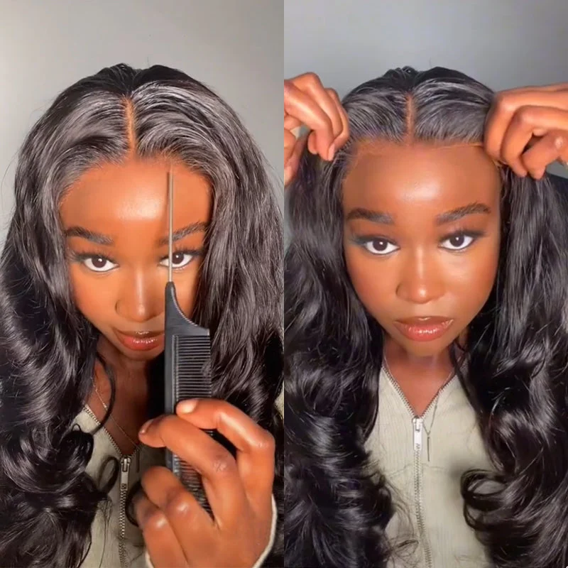 Easy-Wear Body Wave Glueless 13x4 Lace Wig Breathable Cap & Bleached Knots Human Hair