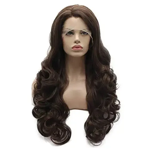 Wavy Ash Brown Hand Tied Heat Resistant Lace Front Wig