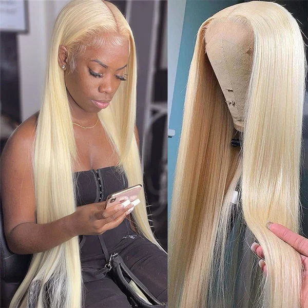 Lolly 30 Inch Bone Straight 613 Blonde Wigs 13x6 Glueless HD Lace Frontal Human Hair Wigs for Women