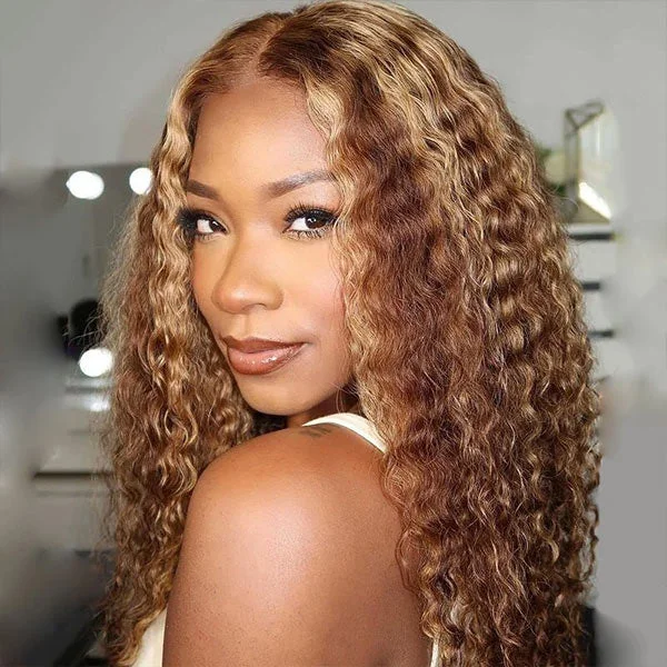 Mslynn Deep Wave 4/27 Highlight Wig Wear Go Glueless Pre Cut 5x5 Lace Wigs