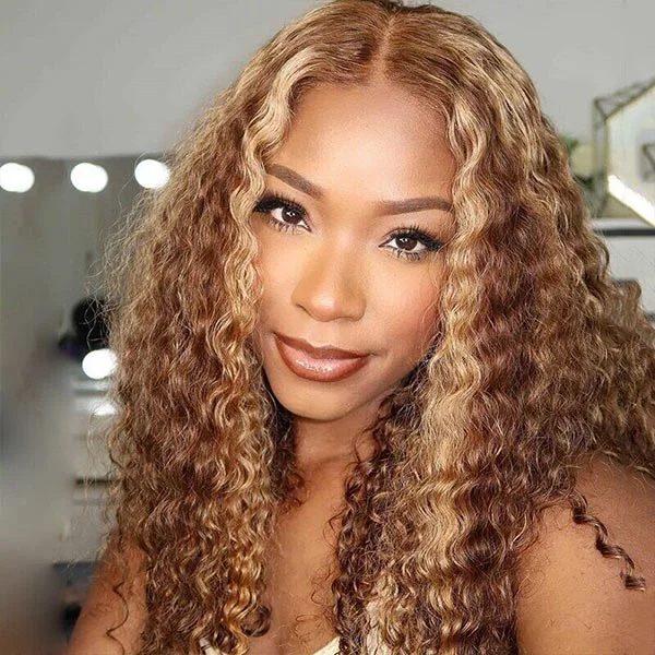 Mslynn Deep Wave 4/27 Highlight Wig Wear Go Glueless Pre Cut 5x5 Lace Wigs