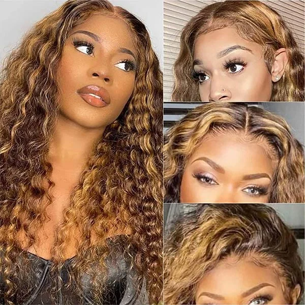 Mslynn Deep Wave 4/27 Highlight Wig Wear Go Glueless Pre Cut 5x5 Lace Wigs