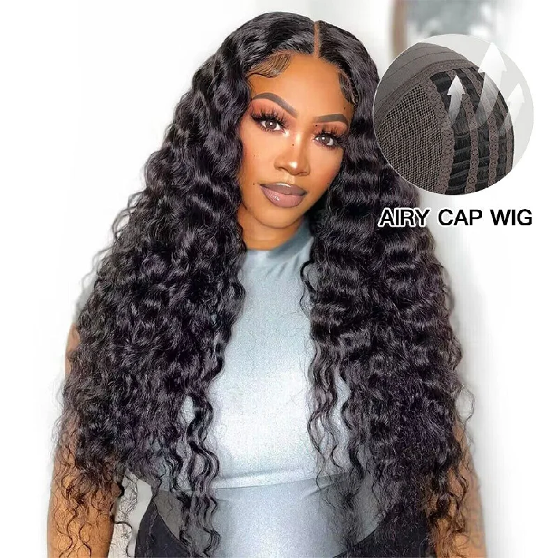 Airy Cap | Pre Cut 7x5 HD Lace Loose Deep Wave Bleached Knots Wear Go Wig