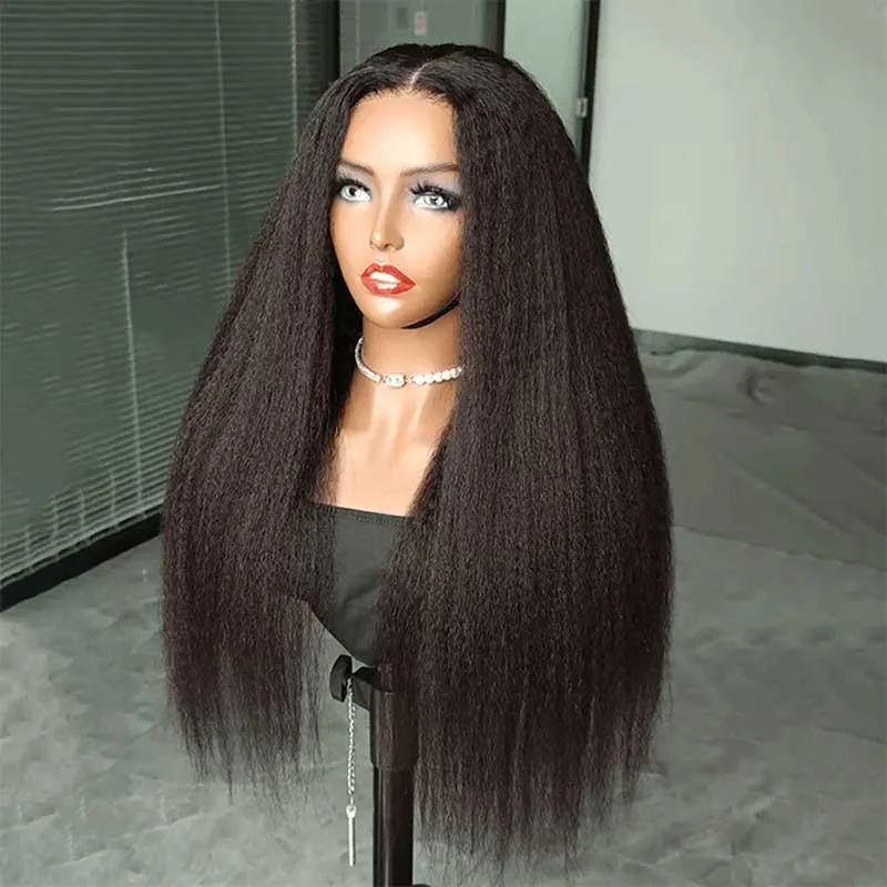 Alibonnie 6x4 Transparent Lace Glueless Kinky Straight Wigs Wear Go Pre-Cut Lace Wigs