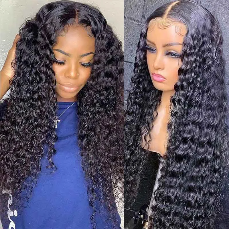 Alibonnie Glueless Wear And Go 6x4 Deep Wave Lace Closure Wigs With Pre Cut Lace Hairline 180% Density