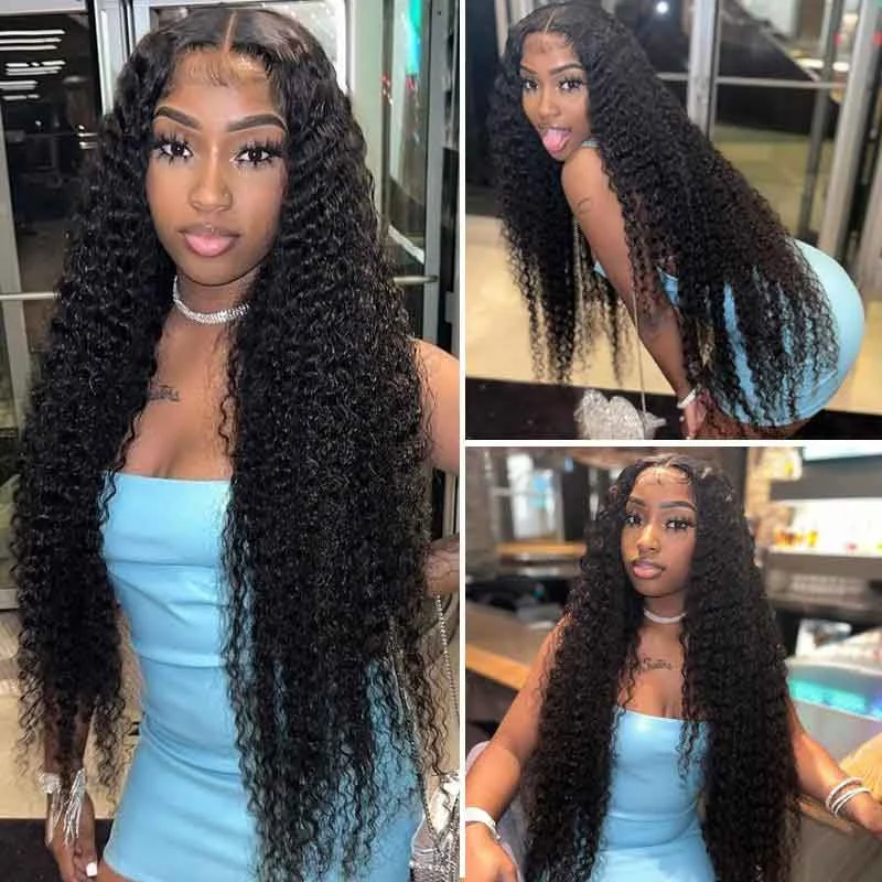 Alibonnie Glueless Wear And Go 6x4 Deep Wave Lace Closure Wigs With Pre Cut Lace Hairline 180% Density