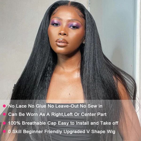 Glueless V Part Wig Kinky Straight V Part Wigs Beginner Friendly Upgrade U Part Human Hair Wigs