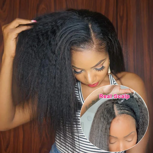 Glueless V Part Wig Kinky Straight V Part Wigs Beginner Friendly Upgrade U Part Human Hair Wigs