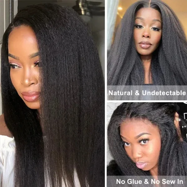 Glueless V Part Wig Kinky Straight V Part Wigs Beginner Friendly Upgrade U Part Human Hair Wigs