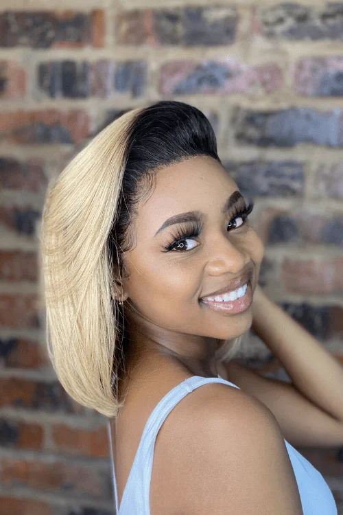 Brazilian hair Wig Bob Straight Full Frontal Ombre Blond