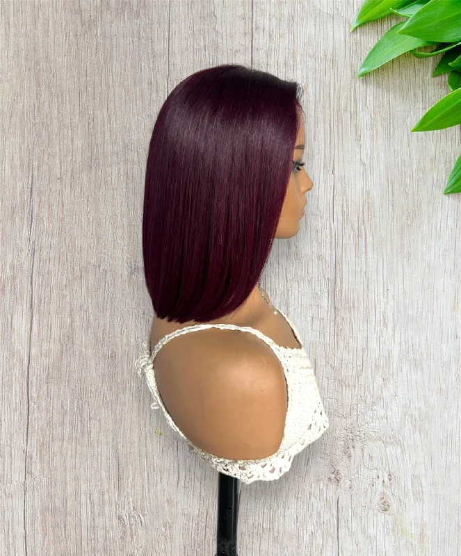 99J Wear & Go Glueless Straight Bob Wigs Clear Lace 180% Density 4×6 Hd Closure Wig Human Hair