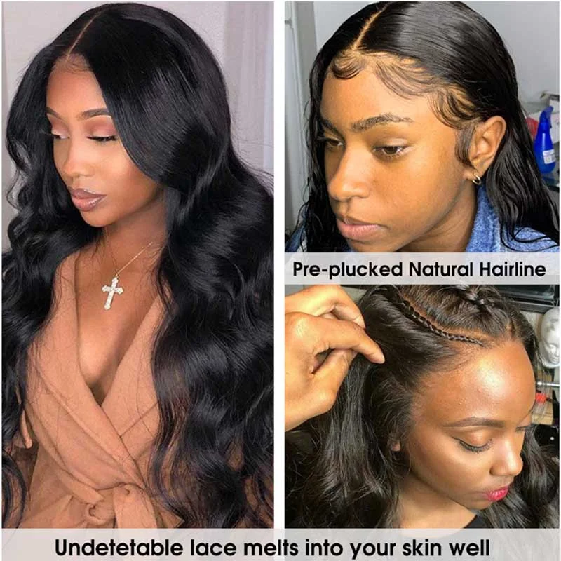 SKIN MELT Real Scalp Glueless Transparent HD Lace Closure Wigs 5x5 Brazilian Body Wave Human Hair Wigs