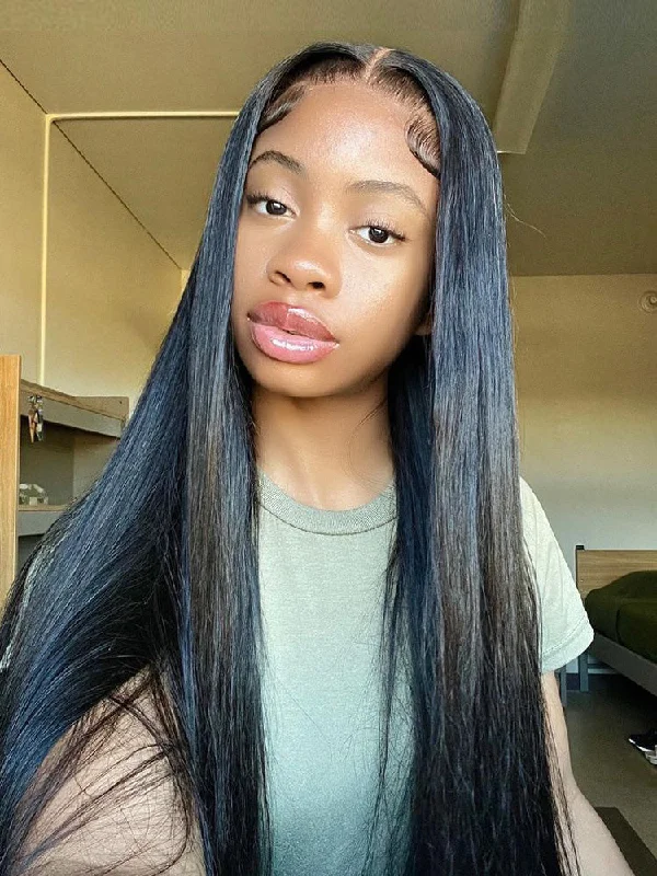 CurlyMe 6x4 HD Lace Glueless Straight Wig Wear Go Pre Cut Lace Closure Wig