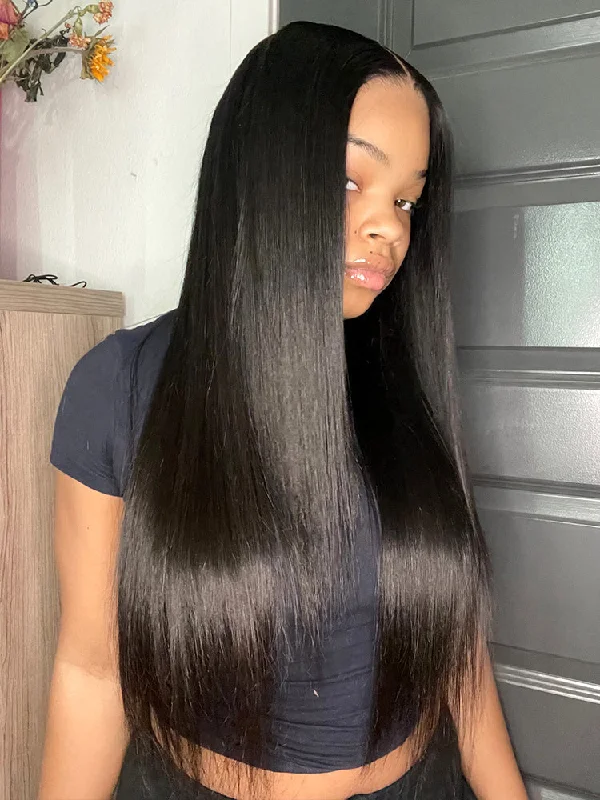 CurlyMe 6x4 HD Lace Glueless Straight Wig Wear Go Pre Cut Lace Closure Wig