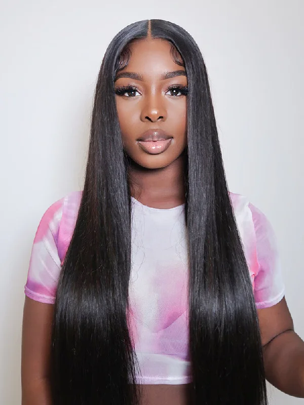 CurlyMe 6x4 HD Lace Glueless Straight Wig Wear Go Pre Cut Lace Closure Wig