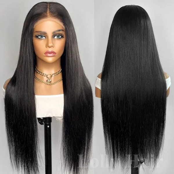 Lolly 13x4 Undetectable Invisible HD Wear and Go Glueless Human Hair Wigs Pre Plucked Pre Cut Tiny Knots Straight  Lace Front Wigs