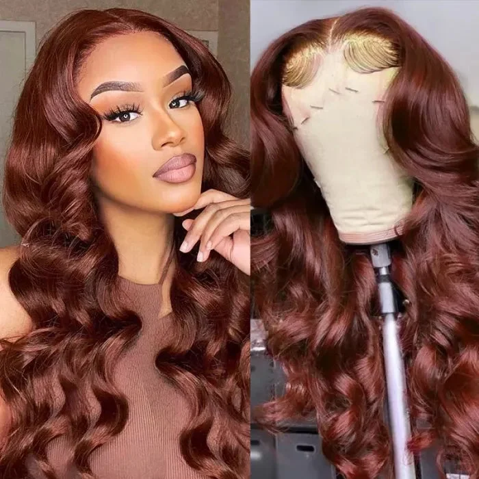 [Flash Sale] 5x5 Glueless Lace #33 Red Brown Reddish Auburn Color Body Wave Human Hair