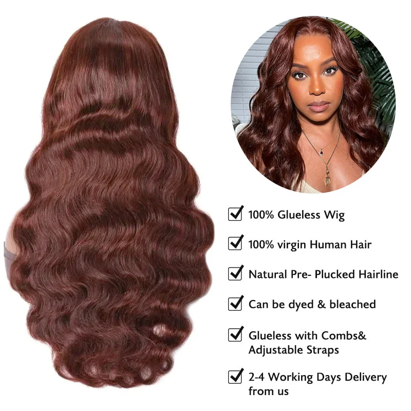 [Flash Sale] 5x5 Glueless Lace #33 Red Brown Reddish Auburn Color Body Wave Human Hair