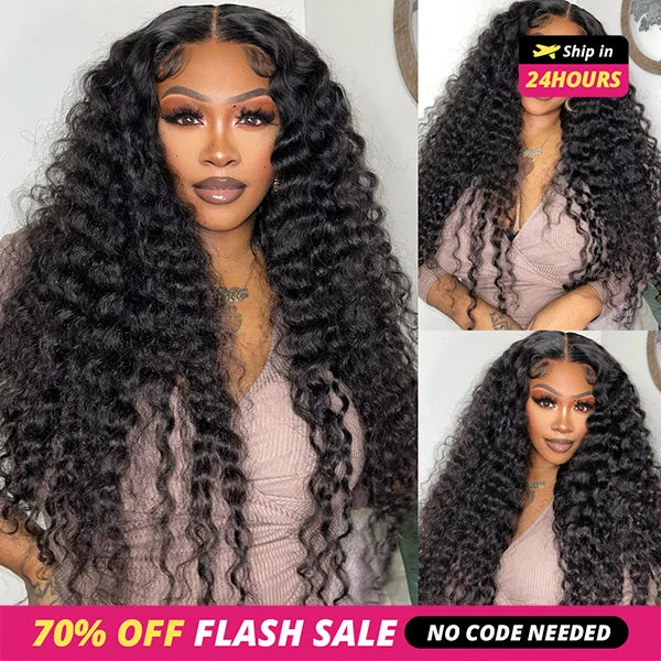 Ship in 24 Hours - Lolly 13x4 Ready to Wear Glueless Lace Front Wigs Water Wave Pre Plucked Pre Bleached Pre Cut Lace Front Human Hair Wigs Flash Sale