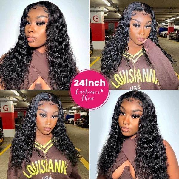 Ship in 24 Hours - Lolly 13x4 Ready to Wear Glueless Lace Front Wigs Water Wave Pre Plucked Pre Bleached Pre Cut Lace Front Human Hair Wigs Flash Sale