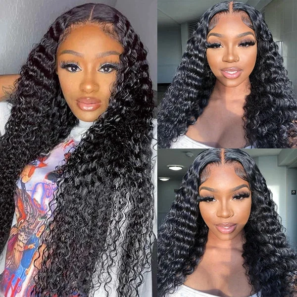 Ship in 24 Hours - Lolly 13x4 Ready to Wear Glueless Lace Front Wigs Water Wave Pre Plucked Pre Bleached Pre Cut Lace Front Human Hair Wigs Flash Sale