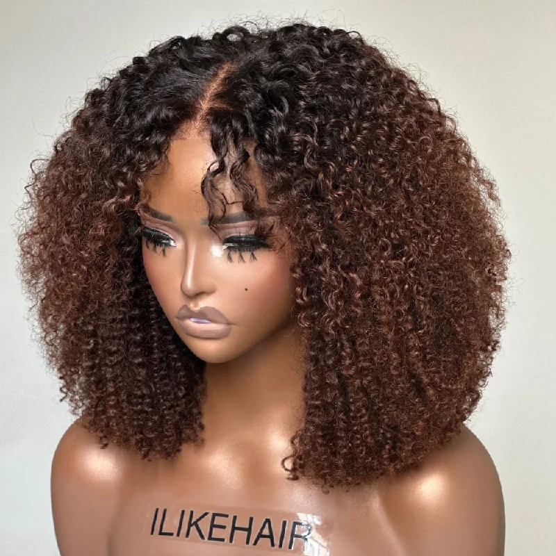 Wear & Go Ombre Brown Jerry Curly Bob 5x5 Lace Closure Wig