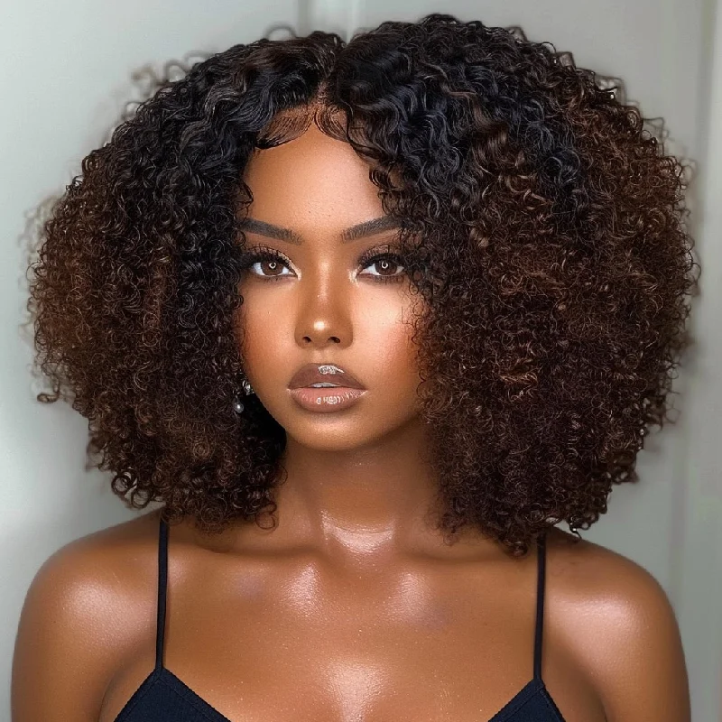 Wear & Go Ombre Brown Jerry Curly Bob 5x5 Lace Closure Wig