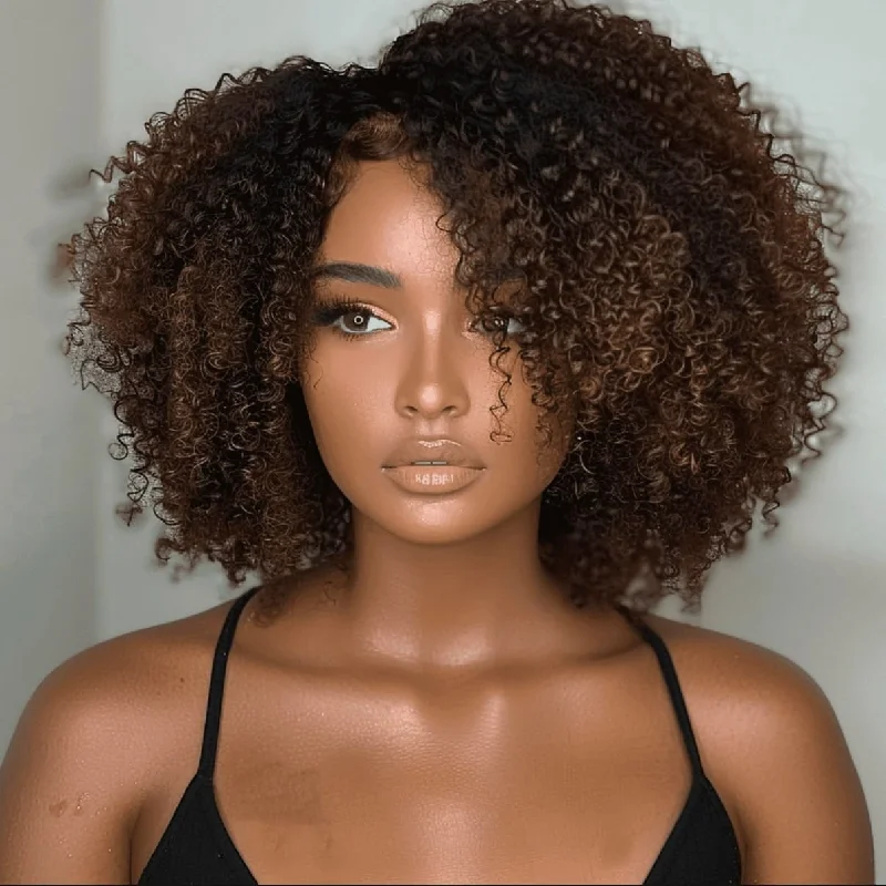 Wear & Go Ombre Brown Jerry Curly Bob 5x5 Lace Closure Wig