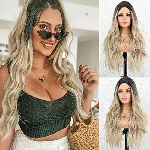 Nalla  22 inch Ombre Blonde Wig with Dark Roots