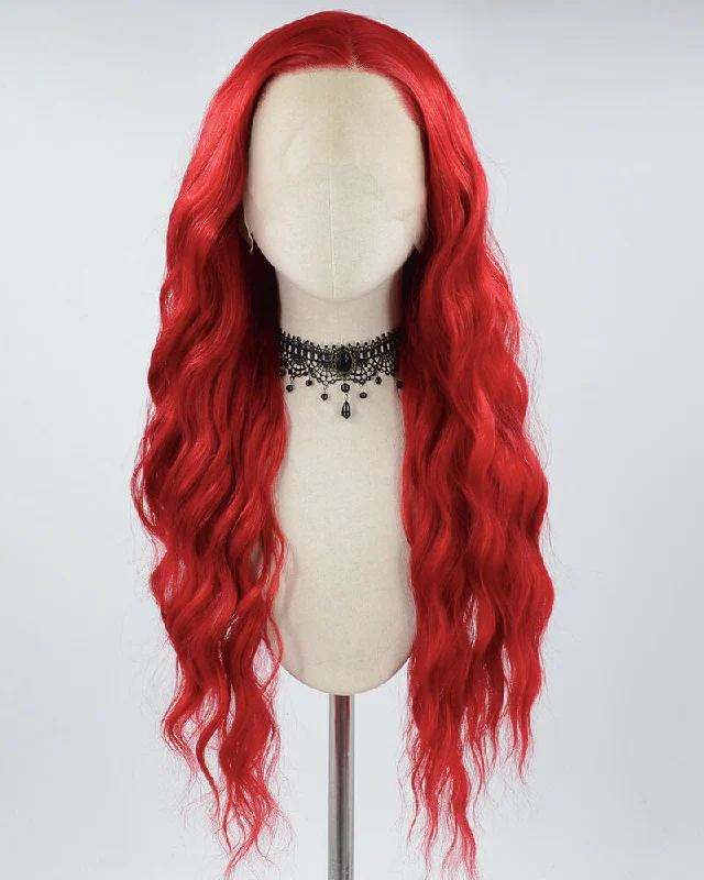 Red Curly Long Synthetic Lace Front Wig WW705